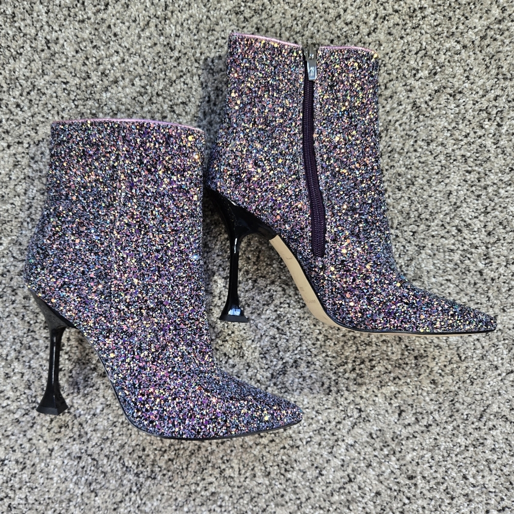 Marc Fisher Stolla Size 8.5 Purple Glitter Booties Womens EUC - Picture 2 of 13